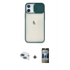 MARSİLYAN™- iPhone 11 Kılıf Vadi Çizgi - Siyah 34D Hayalet Izgaralı Cam + Pers Alüminyum Kamera Lens - LT
