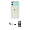MARSİLYAN™- iPhone 11 Kılıf Vadi Çizgi - Siyah 34D Hayalet Izgaralı Cam + Pers Alüminyum Kamera Lens - YL