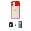MARSİLYAN™- iPhone 11 Kılıf Vadi Çizgi - Siyah 34D Hayalet Izgaralı Cam + PVD Metal Kamera Lens - MI