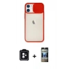 MARSİLYAN™- iPhone 11 Kılıf Vadi Çizgi - Siyah 34D Hayalet Izgaralı Cam + PVD Metal Kamera Lens - YL