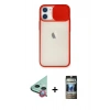 MARSİLYAN™- iPhone 11 Kılıf Vadi Çizgi - Siyah 34D Hayalet Izgaralı Cam + Raze Metal Kamera Lens - KI