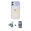 MARSİLYAN™- iPhone 11 Kılıf Vadi Çizgi - Siyah 34D Hayalet Izgaralı Cam + Raze Metal Kamera Lens - KI
