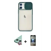 MARSİLYAN™- iPhone 11 Kılıf Vadi Çizgi - Siyah 34D Hayalet Izgaralı Cam + Raze Metal Kamera Lens - KI