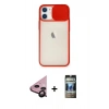 MARSİLYAN™- iPhone 11 Kılıf Vadi Çizgi - Siyah 34D Hayalet Izgaralı Cam + Raze Metal Kamera Lens - SH