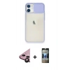 MARSİLYAN™- iPhone 11 Kılıf Vadi Çizgi - Siyah 34D Hayalet Izgaralı Cam + Raze Metal Kamera Lens - SH