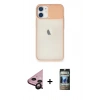 MARSİLYAN™- iPhone 11 Kılıf Vadi Çizgi - Siyah 34D Hayalet Izgaralı Cam + Raze Metal Kamera Lens - SH