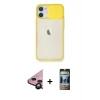 MARSİLYAN™- iPhone 11 Kılıf Vadi Çizgi - Siyah 34D Hayalet Izgaralı Cam + Raze Metal Kamera Lens - SH