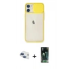 MARSİLYAN™- iPhone 11 Kılıf Vadi Çizgi - Siyah 360 Mat Full Body Arka Koruyucu + Pers Alüminyum Kamera Lens - LT
