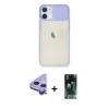 MARSİLYAN™- iPhone 11 Kılıf Vadi Çizgi - Siyah 360 Mat Full Body Arka Koruyucu + Raze Metal Kamera Lens - MR