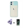 MARSİLYAN™- iPhone 11 Kılıf Vadi Çizgi - Siyah 360 Mat Full Body Arka Koruyucu + Raze Metal Kamera Lens - MR