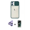 MARSİLYAN™- iPhone 11 Kılıf Vadi Çizgi - Siyah 360 Mat Full Body Arka Koruyucu + Raze Metal Kamera Lens - MR
