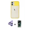 MARSİLYAN™- iPhone 11 Kılıf Vadi Çizgi - Siyah 360 Mat Full Body Arka Koruyucu + Raze Metal Kamera Lens - MR