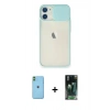 MARSİLYAN™- iPhone 11 Kılıf Vadi Çizgi - Siyah 360 Mat Full Body Arka Koruyucu + Neon Fosforlu Kamera Lens - YL