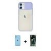 MARSİLYAN™- iPhone 11 Kılıf Vadi Çizgi - Siyah 360 Mat Full Body Arka Koruyucu + Neon Fosforlu Kamera Lens - YL