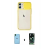 MARSİLYAN™- iPhone 11 Kılıf Vadi Çizgi - Siyah 360 Mat Full Body Arka Koruyucu + Neon Fosforlu Kamera Lens - YL