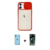 MARSİLYAN™- iPhone 11 Kılıf Vadi Çizgi - Siyah 360 Mat Full Body Arka Koruyucu + Neon Fosforlu Kamera Lens - YL