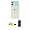 MARSİLYAN™- iPhone 11 Kılıf Vadi Çizgi - Siyah 360 Mat Full Body Arka Koruyucu + Rainbow Kamera Lens Koruma Cam - KI