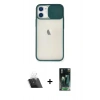 MARSİLYAN™- iPhone 11 Kılıf Vadi Çizgi - Siyah 360 Mat Full Body Arka Koruyucu + Kamera Lens Koruma Cam - SF