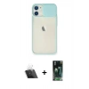 MARSİLYAN™- iPhone 11 Kılıf Vadi Çizgi - Siyah 360 Mat Full Body Arka Koruyucu + Kamera Lens Koruma Cam - SF