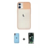 MARSİLYAN™- iPhone 11 Kılıf Vadi Çizgi - Siyah 360 Mat Full Body Arka Koruyucu + Turuncu Neon Fosforlu Kamera Lens