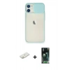 MARSİLYAN™- iPhone 11 Kılıf Vadi Çizgi - Siyah 360 Mat Full Body Arka Koruyucu + Renkli Kamera Lens Koruma Cam - TU