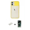 MARSİLYAN™- iPhone 11 Kılıf Vadi Çizgi - Siyah 360 Mat Full Body Arka Koruyucu + Renkli Kamera Lens Koruma Cam - TU