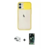 MARSİLYAN™- iPhone 11 Kılıf Vadi Çizgi - Siyah 360 Mat Full Body Arka Koruyucu + Pers Alüminyum Kamera Lens - YL
