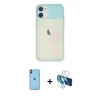 MARSİLYAN™- iPhone 11 Kılıf Vadi Çizgi - Siyah 3D Antistatik Cam Ekran Koruyucu + Neon Fosforlu Kamera Lens - TU