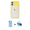 MARSİLYAN™- iPhone 11 Kılıf Vadi Çizgi - Siyah 3D Antistatik Cam Ekran Koruyucu + Neon Fosforlu Kamera Lens - TU