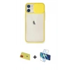 MARSİLYAN™- iPhone 11 Kılıf Vadi Çizgi - Siyah 3D Antistatik Cam Ekran Koruyucu + Rainbow Kamera Lens Koruma Cam - KI