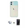 MARSİLYAN™- iPhone 11 Kılıf Vadi Çizgi - Siyah 3D Antistatik Hayalet Cam Ekran Koruyucu + Pers Alüminyum Kamera Lens - GI