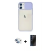 MARSİLYAN™- iPhone 11 Kılıf Vadi Çizgi - Siyah 3D Antistatik Hayalet Cam Ekran Koruyucu + Pers Alüminyum Kamera Lens - GI