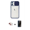 MARSİLYAN™- iPhone 11 Kılıf Vadi Çizgi - Siyah 3D Antistatik Hayalet Cam Ekran Koruyucu + Pers Alüminyum Kamera Lens - KI