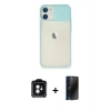 MARSİLYAN™- iPhone 11 Kılıf Vadi Çizgi - Siyah 3D Antistatik Hayalet Cam Ekran Koruyucu + PVD Metal Kamera Lens - YL
