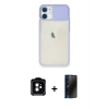 MARSİLYAN™- iPhone 11 Kılıf Vadi Çizgi - Siyah 3D Antistatik Hayalet Cam Ekran Koruyucu + PVD Metal Kamera Lens - TU