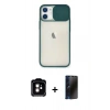 MARSİLYAN™- iPhone 11 Kılıf Vadi Çizgi - Siyah 3D Antistatik Hayalet Cam Ekran Koruyucu + PVD Metal Kamera Lens - TU