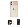 MARSİLYAN™- iPhone 11 Kılıf Vadi Çizgi - Siyah 3D Antistatik Hayalet Cam Ekran Koruyucu + PVD Metal Kamera Lens - TU