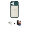MARSİLYAN™- iPhone 11 Kılıf Vadi Çizgi - Siyah 3D Antistatik Mat Seramik Nano Ekran Koruyucu + Pers Alüminyum Kamera Lens - GD