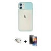 MARSİLYAN™- iPhone 11 Kılıf Vadi Çizgi - Siyah 3D Antistatik Mat Seramik Nano Ekran Koruyucu + Pers Alüminyum Kamera Lens - GD