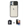 MARSİLYAN™- iPhone 11 Kılıf Vadi Çizgi - Siyah 3D Antistatik Mat Seramik Nano Ekran Koruyucu + PVD Metal Kamera Lens - MI
