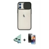 MARSİLYAN™- iPhone 11 Kılıf Vadi Çizgi - Siyah 3D Antistatik Mat Seramik Nano Ekran Koruyucu + Raze Metal Kamera Lens - MI