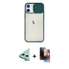 MARSİLYAN™- iPhone 11 Kılıf Vadi Çizgi - Siyah 3D Antistatik Mat Seramik Nano Ekran Koruyucu + Raze Metal Kamera Lens - MI