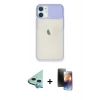 MARSİLYAN™- iPhone 11 Kılıf Vadi Çizgi - Siyah 3D Antistatik Mat Seramik Nano Ekran Koruyucu + Raze Metal Kamera Lens - MI