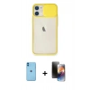 MARSİLYAN™- iPhone 11 Kılıf Vadi Çizgi - Siyah 3D Antistatik Mat Seramik Nano Ekran Koruyucu + Neon Fosforlu Kamera Lens - MI