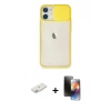 MARSİLYAN™- iPhone 11 Kılıf Vadi Çizgi - Siyah 3D Antistatik Mat Seramik Nano Ekran Koruyucu + Renkli Kamera Lens Koruma Cam - PE