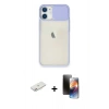 MARSİLYAN™- iPhone 11 Kılıf Vadi Çizgi - Siyah 3D Antistatik Mat Seramik Nano Ekran Koruyucu + Renkli Kamera Lens Koruma Cam - PE