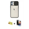 MARSİLYAN™- iPhone 11 Kılıf Vadi Çizgi - Siyah 3D Antistatik Mat Seramik Nano Ekran Koruyucu + Rainbow Kamera Lens Koruma Cam - KI