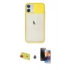MARSİLYAN™- iPhone 11 Kılıf Vadi Çizgi - Siyah 3D Antistatik Mat Seramik Nano Ekran Koruyucu + Rainbow Kamera Lens Koruma Cam - KI