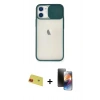 MARSİLYAN™- iPhone 11 Kılıf Vadi Çizgi - Siyah 3D Antistatik Mat Seramik Nano Ekran Koruyucu + Rainbow Kamera Lens Koruma Cam - KI