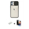MARSİLYAN™- iPhone 11 Kılıf Vadi Çizgi - Siyah 3D Antistatik Mat Seramik Nano Ekran Koruyucu + Renkli Kamera Lens Koruma Cam - SI